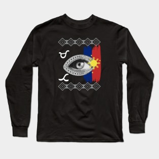 Philippine Flag Sun / Baybayin word Mata (Eye) Long Sleeve T-Shirt